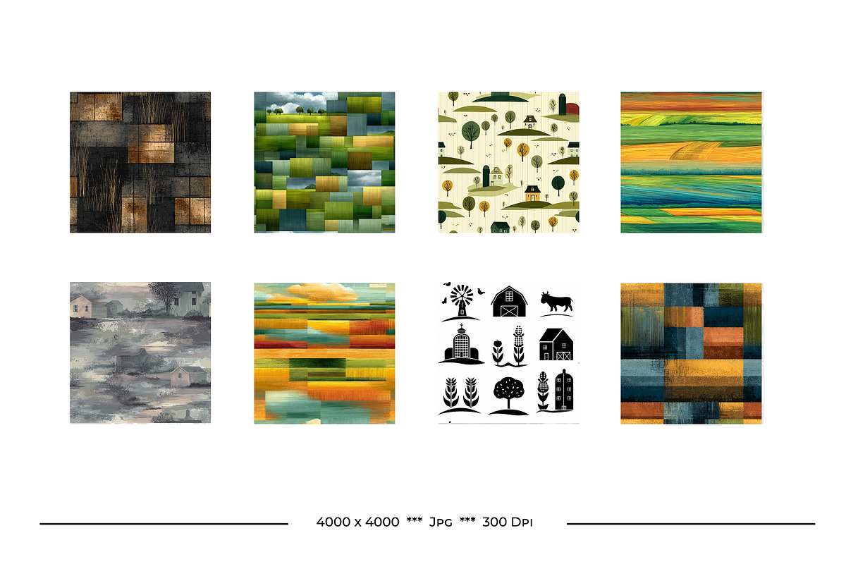 On The Farm Retro Art Style Patterns, a Pattern Graphic by karenfoleyphoto (Photo 10 of 18)