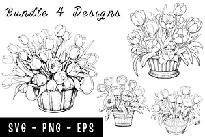 Flower In Basket SVG Bundle