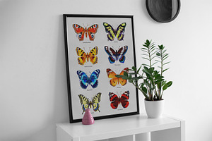 Watercolor Ink Butterfly Floral Set