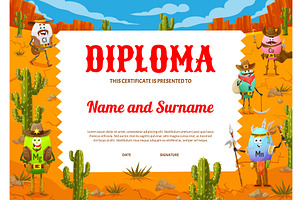 Kids Diploma With Cartoon Cowboys