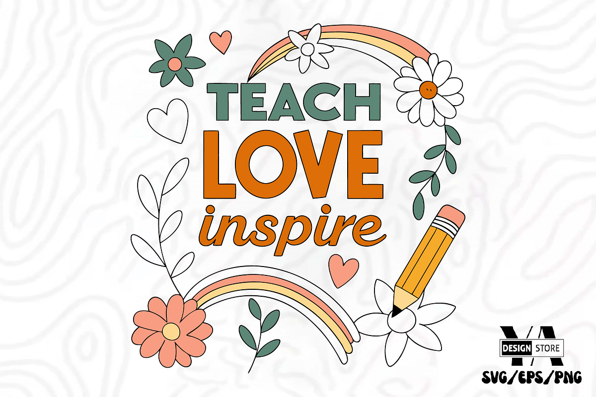 Teacher Boho Floral SVG PNG Bundle, an Illustration by Ya_ Design Store (Photo 6 of 17)