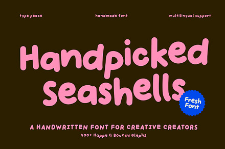 HANDPICKED SEASHELLS | Bouncy Font, a Handwritten Font by type peace
