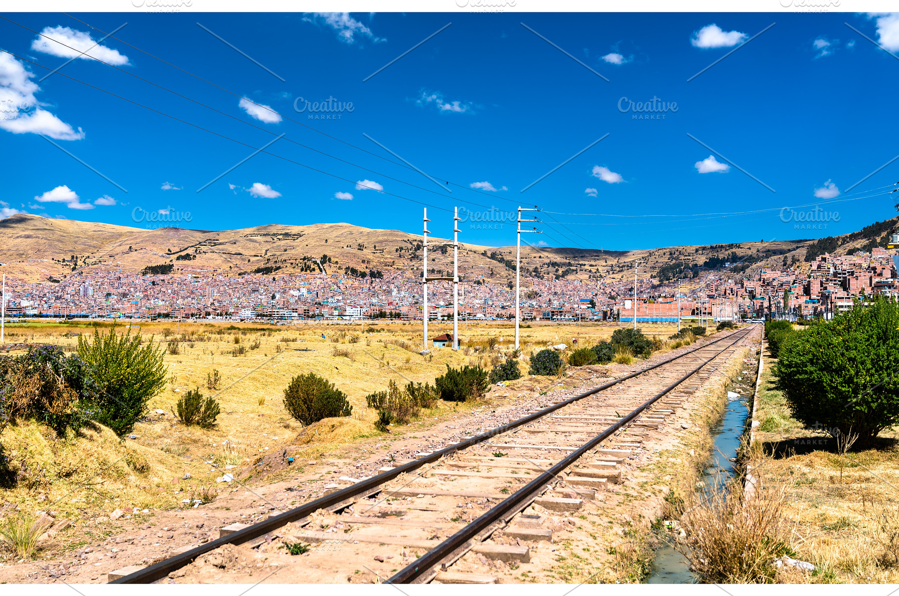 Railway at Titicaca lakeside in Peru, a Transportation Photo by Leonid Andronov