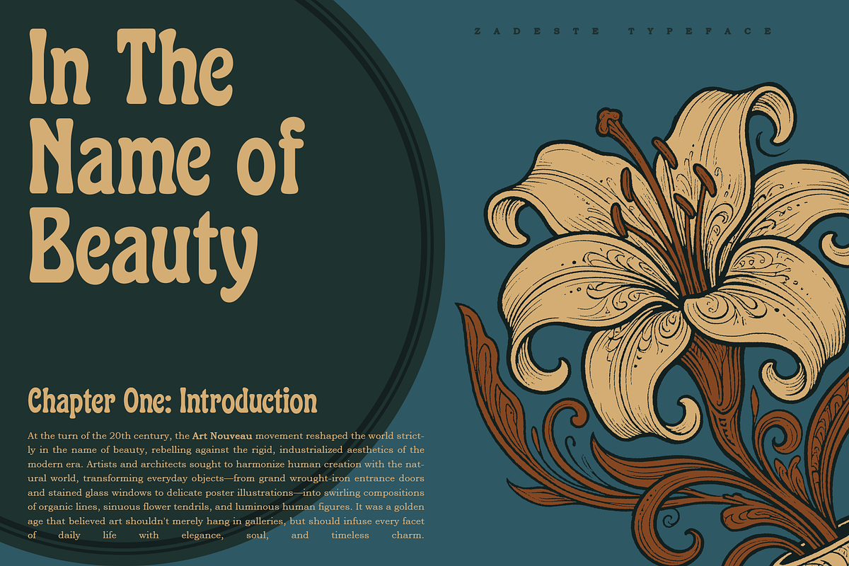 Zadeste - Art Nouveau Fonts, a Serif Font by Konstantine Studio (Photo 5 of 8)