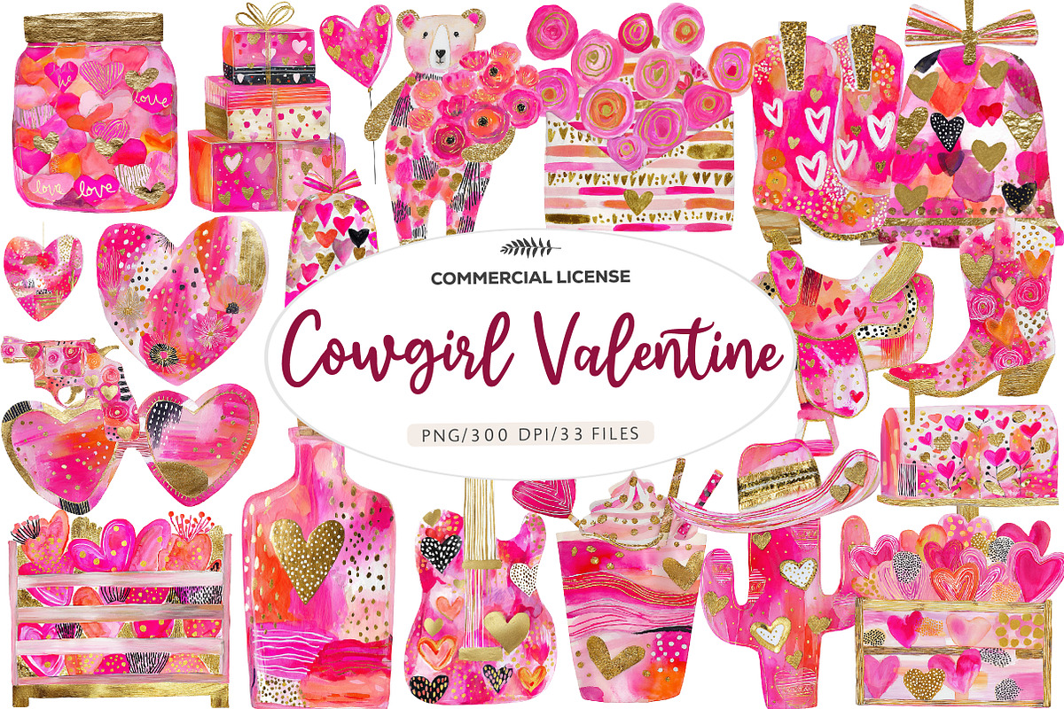 Cowgirl valentine clipart, an Illustration by CreationArt (Photo 1 of 6)