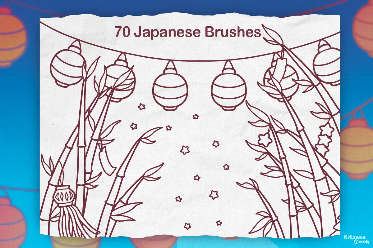 Japan Procreate Stamp, Tanabata Star, a Decorative Illustration by InkPrintsTattoo (Photo 6 of 9)