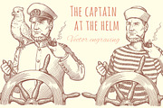Set The captain at the helm, an Illustration by Vector Engraving (Thumbnail 1 of 2)