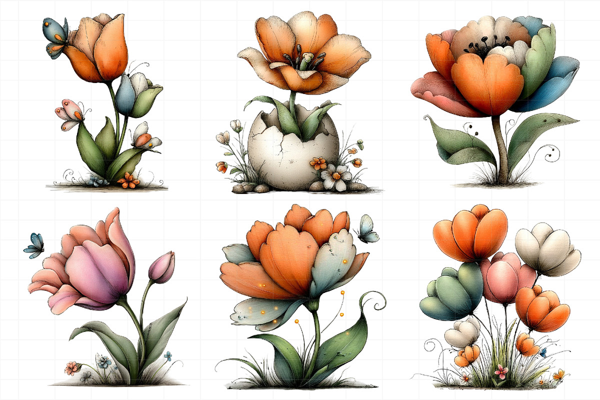 Whimsical Spring Tulip Flower Clipar, an Illustration by Daily.Designs (Photo 7 of 8)