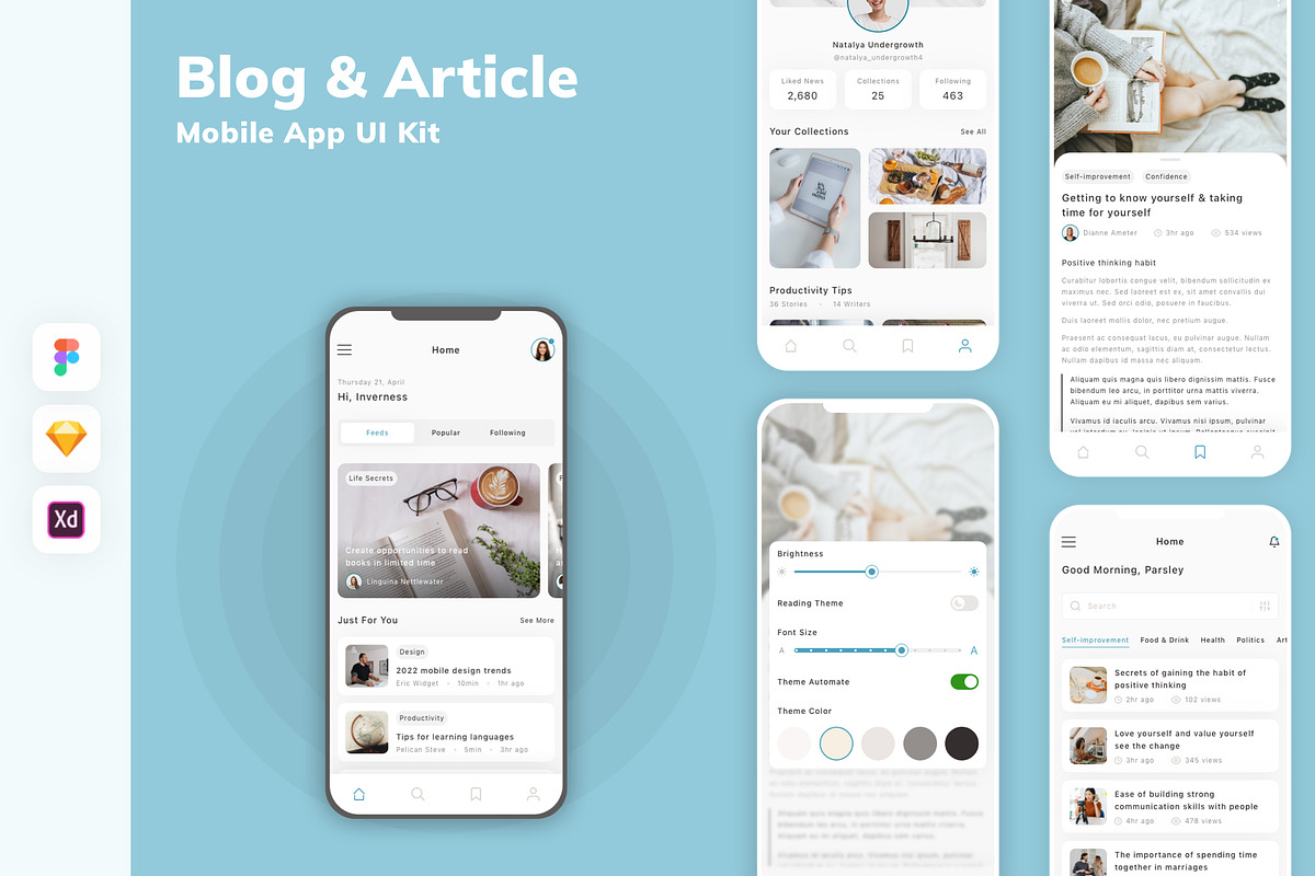 Blog & Article Mobile App UI Kit, an UI Kit Template by uicube