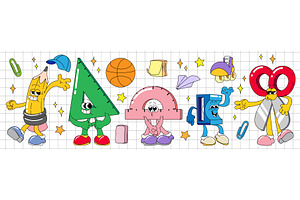 Retro school stationery characters, an Object Illustration by art PVP - market