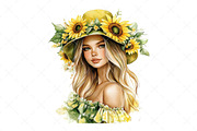 Watercolor Sunflower Summer Clipart, an Illustration by Craft Nest (Thumbnail 10 of 12)
