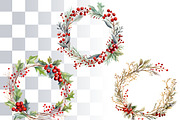 Christmas Frames, Wreath Clipart, a Seasonal Illustration by Loony Dream Designs (Thumbnail 2 of 4)