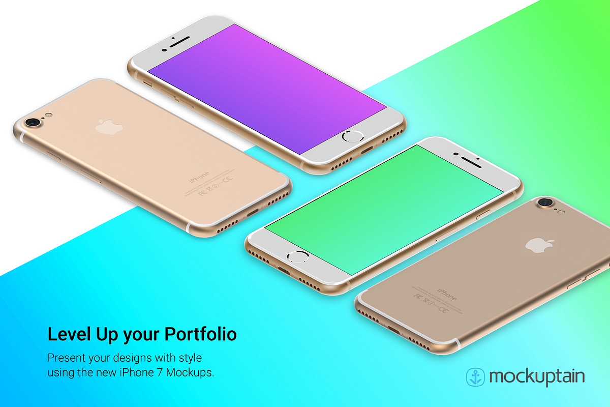 Iphone 7 Mockup White Gold Isometric, an iPhone Mockup by mockuptain (Photo 4 of 6)