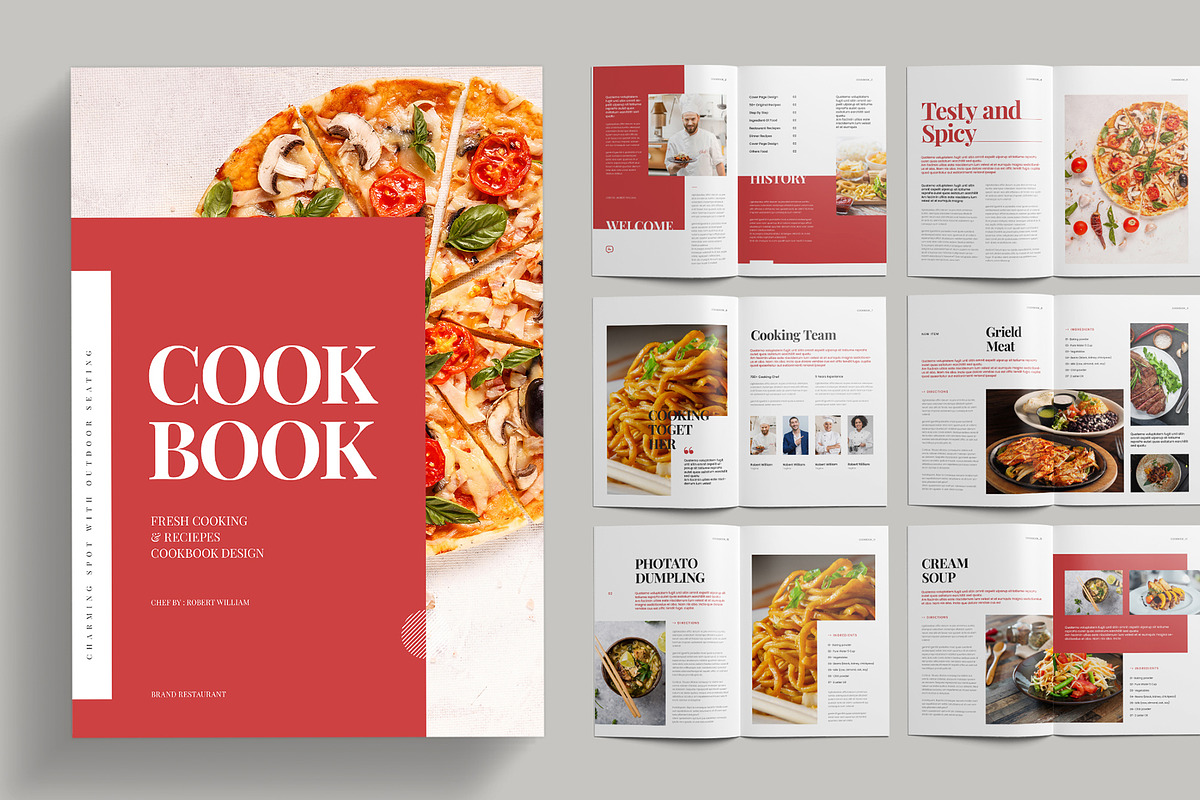 Cookbook Recipe Book Layout, a Brochure Template by Pixelpick