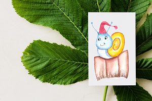 Family Of Snails Watercolor Bundle