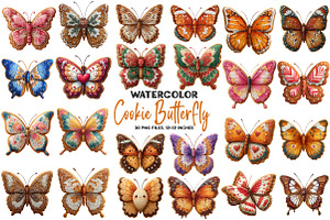 Gingerbread Cookie Butterfly Clipart, an Illustration by DreamArtGraphic