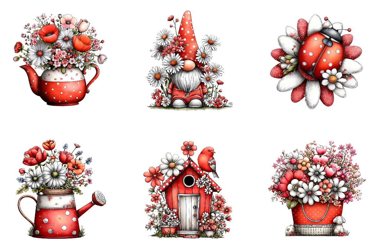 Whimsical Spring Clipart Bundle, an Illustration by CreationArt (Photo 2 of 7)