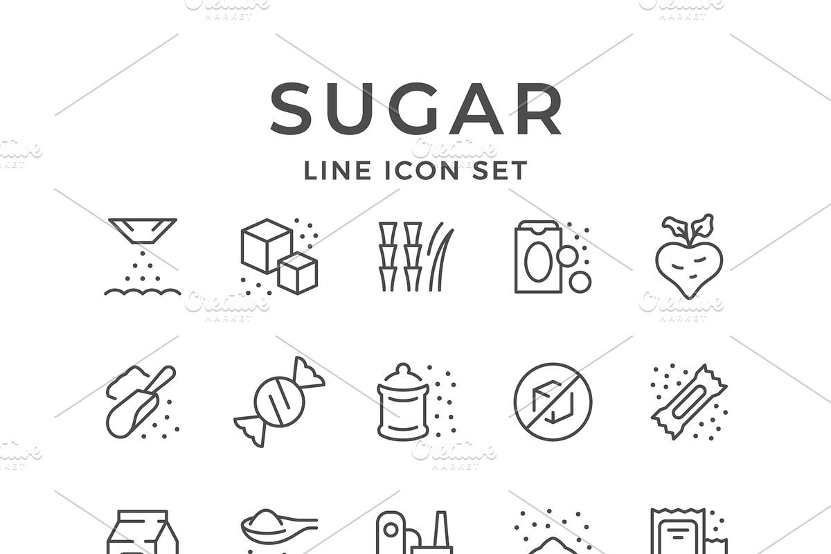 Set line icons of sugar, an Outline Icon by motorama (Photo 1 of 2)