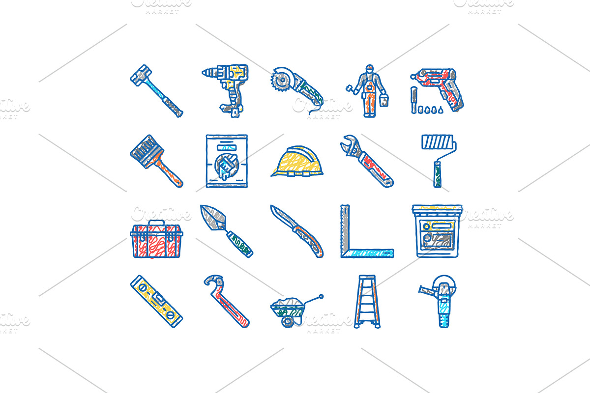 building tool hammer repair drill, an Object Illustration by pikepicture