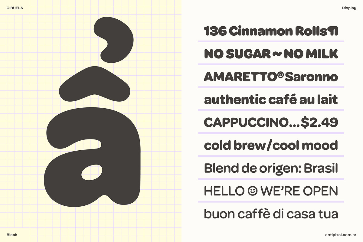 Ciruela | Chunky Round Display Sans, a Sans Serif Font by Antipixel Type Studio (Photo 2 of 19)