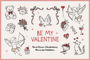 BE MY VALENTINE romantic line art, a Decorative Illustration by long summer