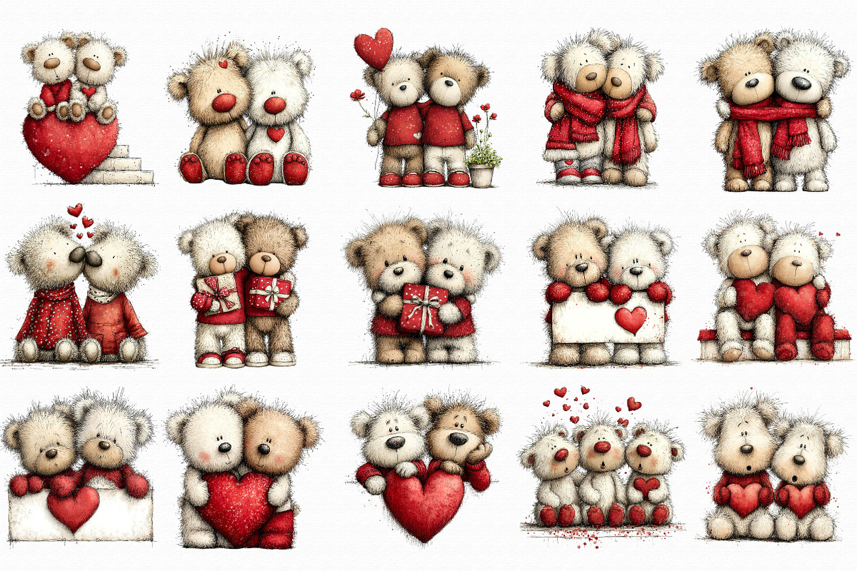 Cute Valentine Bears in Love PNG, an Illustration by Libby Wishes (Photo 4 of 7)