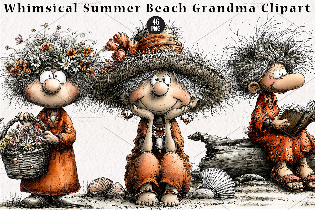 Summer Beach Grandma Clipart, a Seasonal Illustration by CreationArt (Photo 1 of 5)