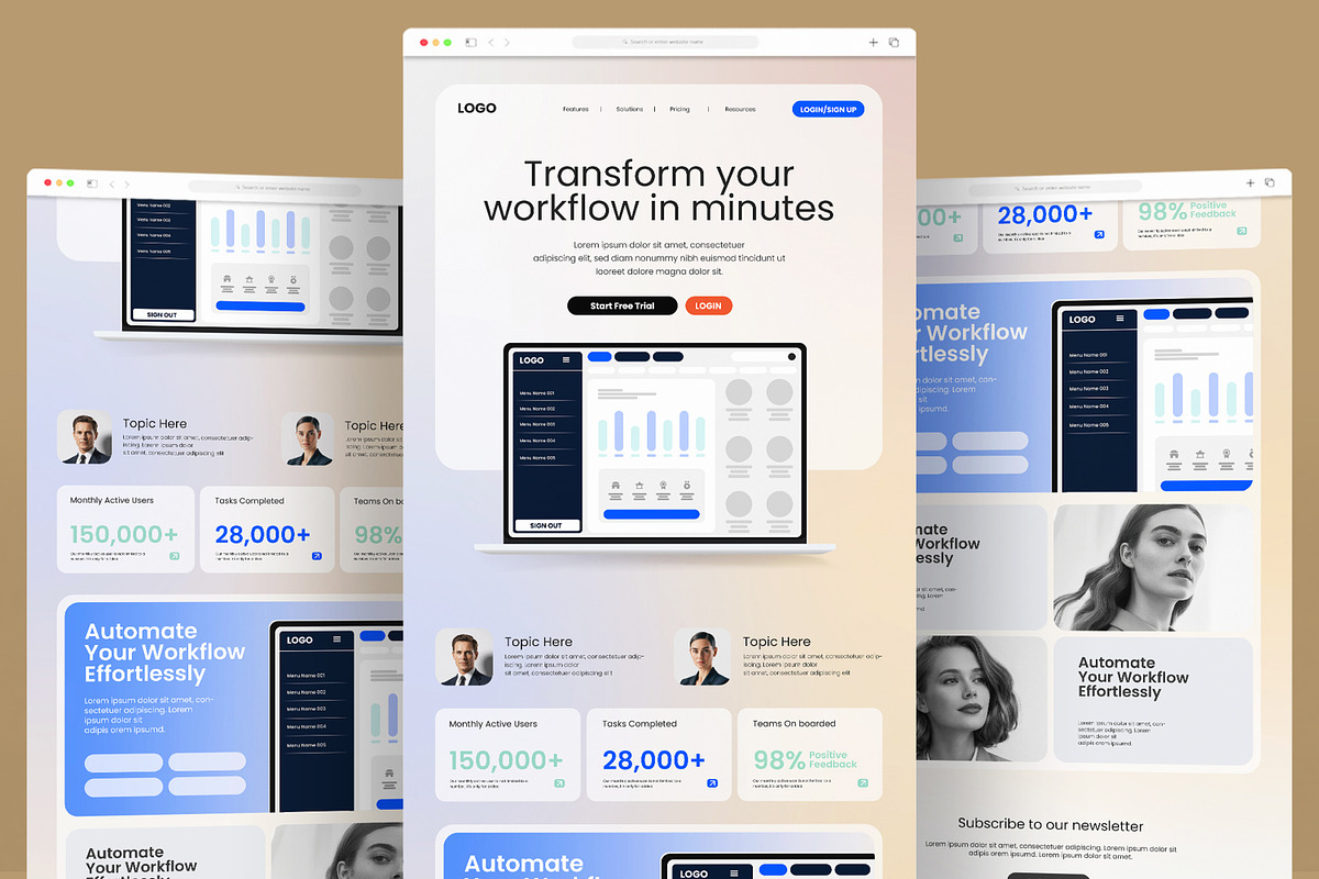 SaaS Workflow Automation, a Landing Page Template by ContestDesign (Photo 1 of 6)