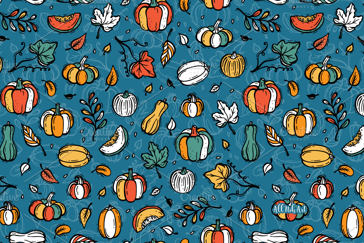 Pumpkins Seamless Patterns, a Pattern Graphic by AllNikArt (Photo 5 of 6)