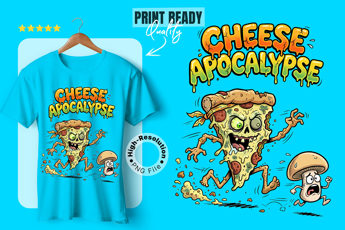 Cheese Apocalypse Funny Horror PNG, a Food Illustration by zahidhossainalif (Photo 1 of 3)