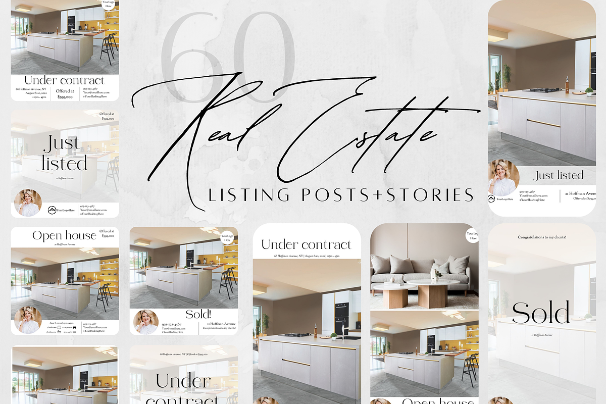 60 Real Estate Listing Posts Stories, a Social Media Template by ZoaniDesign (Photo 1 of 10)
