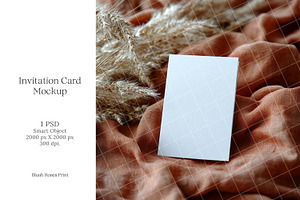 Boho 5x7 Invitation card mockup PSD