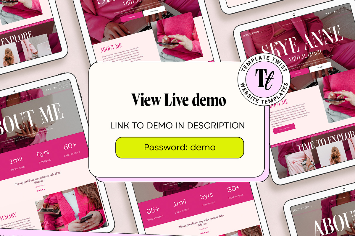 Bold Pink Faceless Coaching Template, a Squarespace Template by Template Twist Shop (Photo 2 of 10)