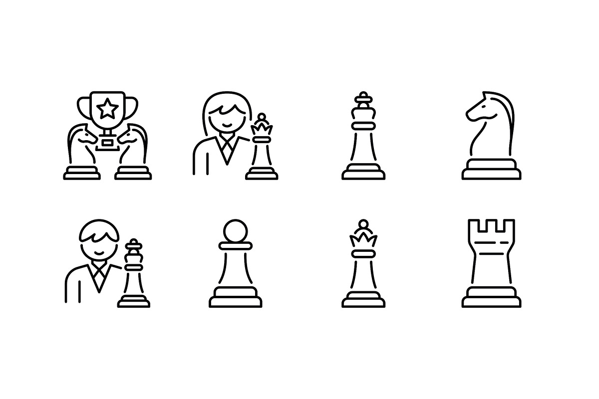 Chess Icon Set, an Outline Icon by Eklip Studio (Photo 3 of 3)
