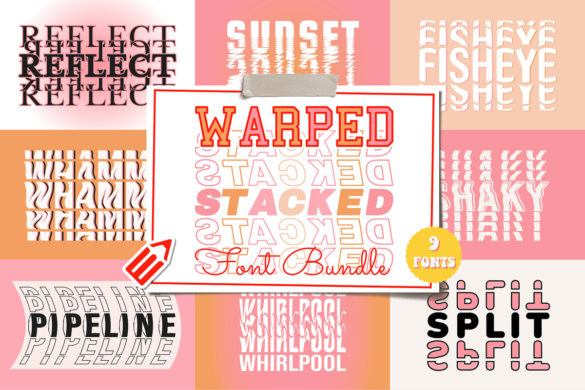 Warped Stacked Font Bundle, a Font by WADLEN (Photo 1 of 10)