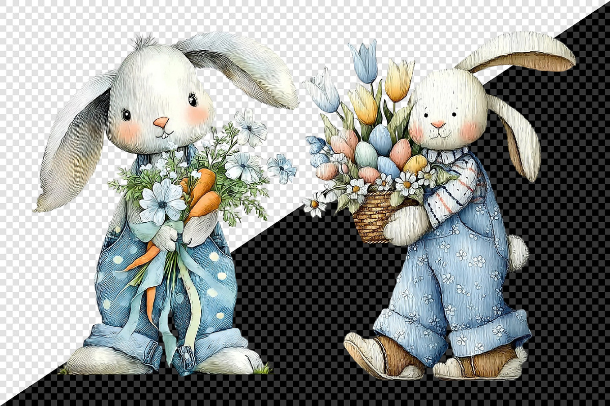 Whimsical Easter Bunny PNG Clipart, an Illustration by Creative Art (Photo 4 of 8)