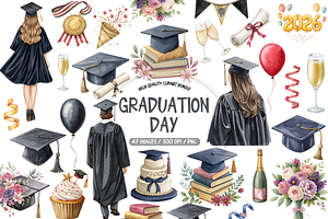 Class of 2026 Graduation Clipart, an Illustration by TatiMockup
