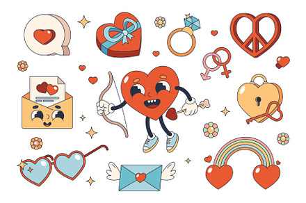 Romantic icons set vector stickers, an Object Illustration by Elegant Solution