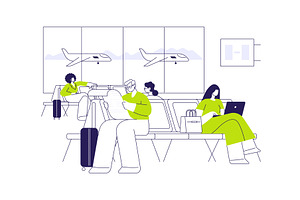 Airport waiting area abstract, a Transportation Illustration by Visual Generation