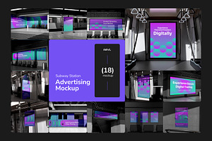 Subway Advertising Set Mockup