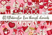 60 Watercolor love themed elements, a Seasonal Illustration by angychan (Thumbnail 1 of 8)