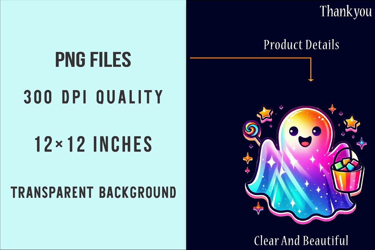 Retro Halloween Iridescent Ghost PNG, an Illustration by SinaCreation (Photo 5 of 6)