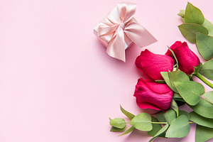 Red roses and gift box for romantic celebration, a Holiday Photo by Olena Rudo