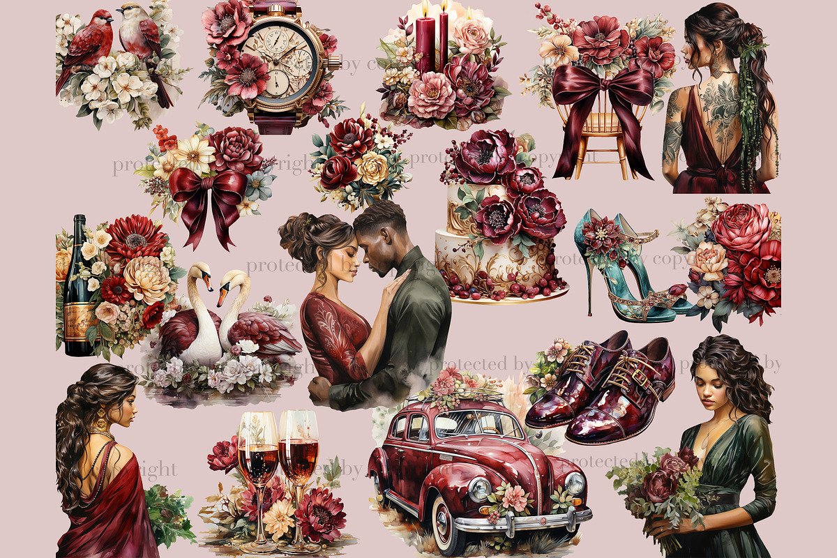 Bohemian Wedding Clipart Set, a Person Illustration by GlamArtZhanna (Photo 3 of 5)