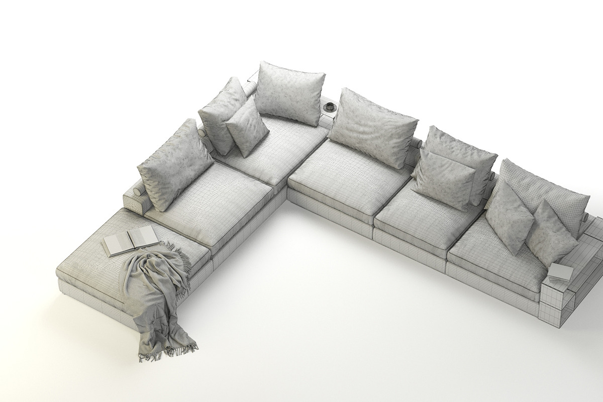 Flexform Groundpiece Sectional Sofa, a Furniture 3D Model by NOMODOL (Photo 9 of 9)