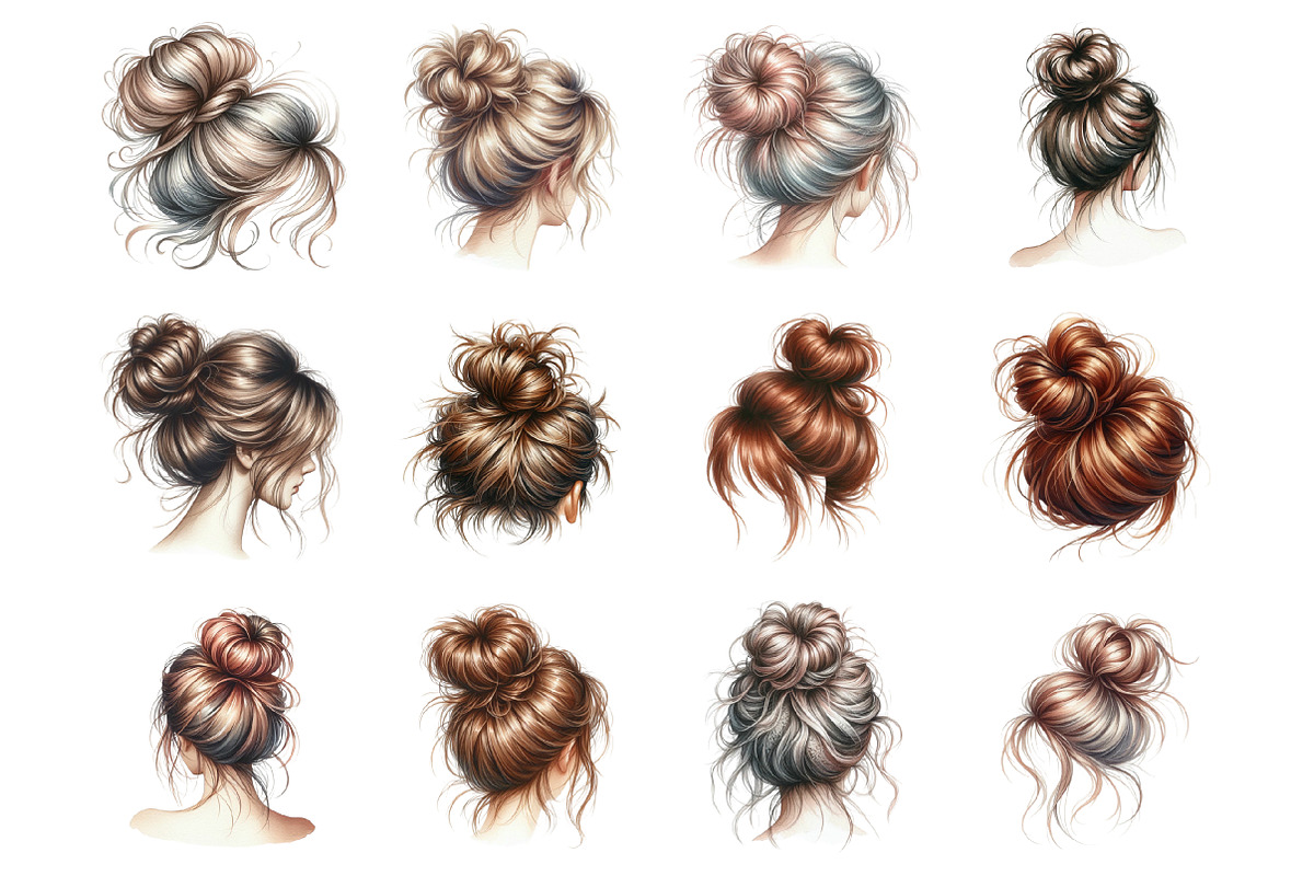 Messy Bun Clip-art, a Graphic by CitraGraphics (Photo 3 of 4)