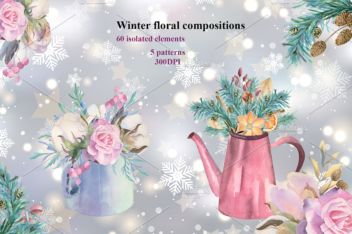 Winter floral compositions and decor, a Decorative Illustration by Watercolor arts (Photo 1 of 11)