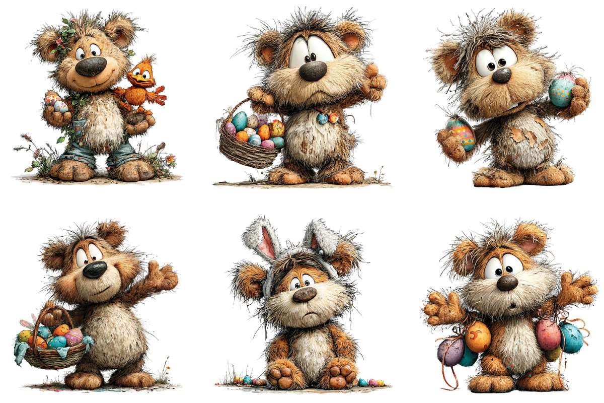 Whimsical Easter Teddy Bear Clipart, an Illustration by CraftArtStudio (Photo 3 of 6)