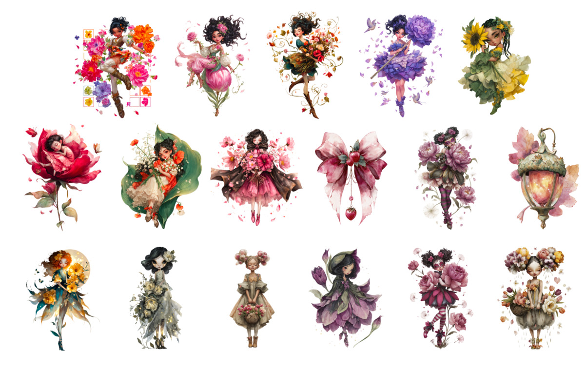 Floral Fairy Clipart Bundle, a Person Illustration by InkyQueenArt (Photo 4 of 5)