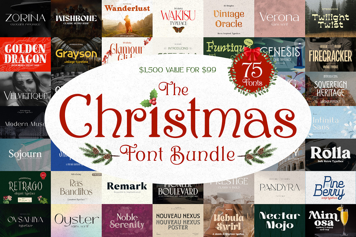 The Christmas Font Bundle (75 Fonts), a Sans Serif Font by HipFonts (Photo 11 of 11)